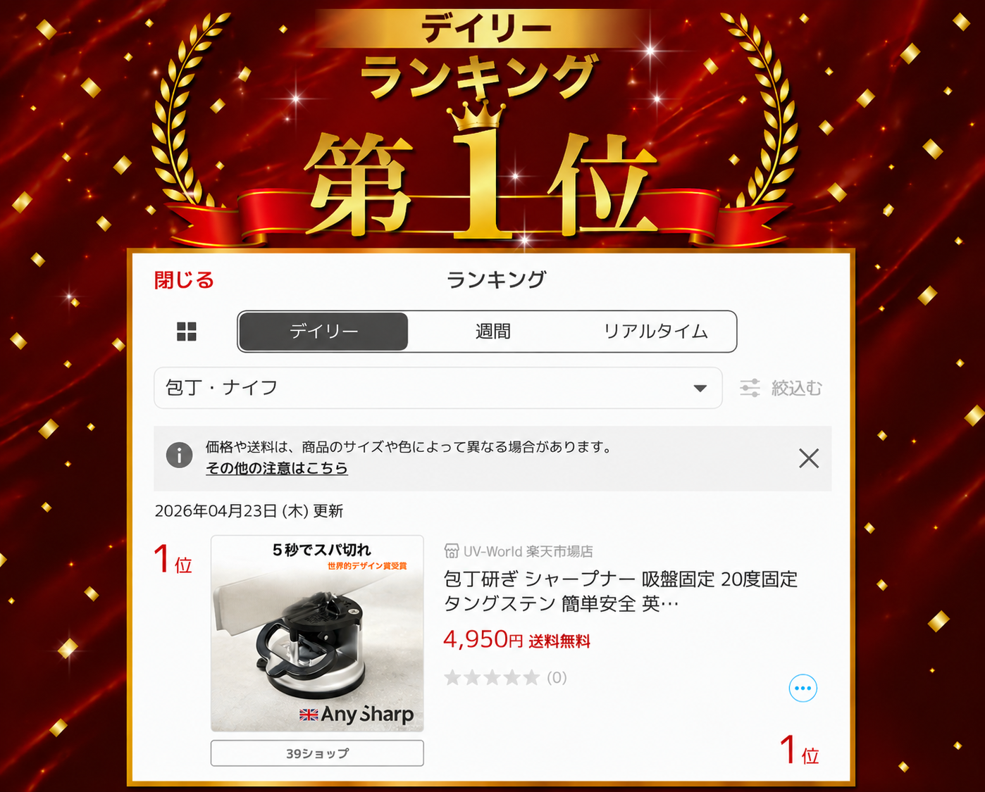 楽天ランキング１位